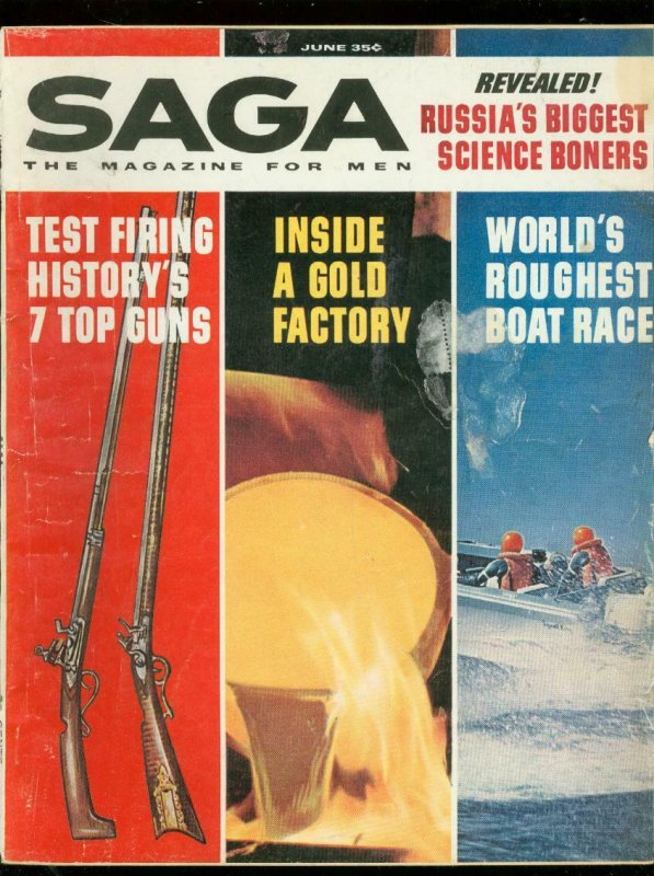 SAGA MAGAZINE JUNE 1962-7 TOP GUNS-SCIENCE BONERS VG