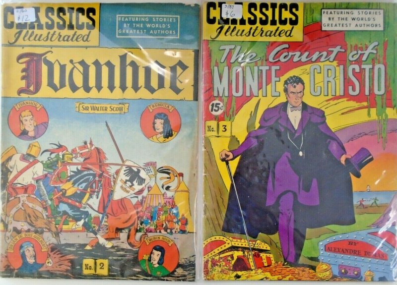 *Classics illustrated 1-3, 5-6 Line Drawn Covers; Guide = $50.50