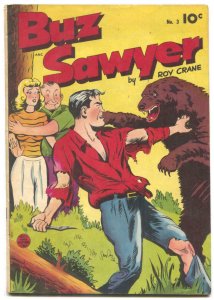 Buz Sawyer Comics #3 1949-Roy Crane- BEAR FIGHT COVER-  FN+