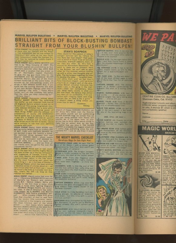 (1969) The Avengers #61: SILVER AGE MARVEL! WE COMBINE SHIPPING! (3.5/4.0)