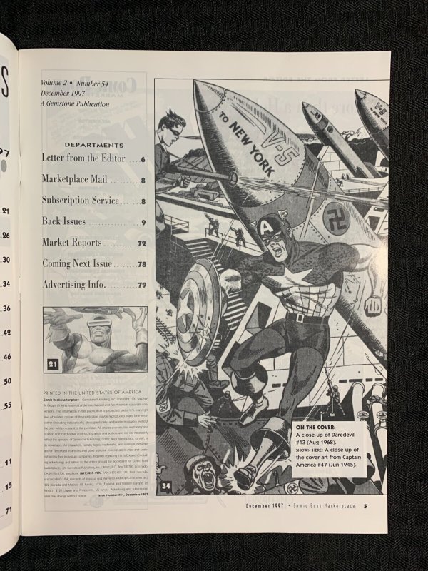 1997 COMIC BOOK MARKETPLACE Magazine #54 VG+ 4.5 Captain America vs Daredevil