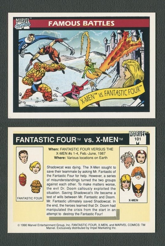 1990 Marvel Comics Card  #101 (X-Men vs Fantastic Four / NM-MT