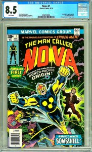 Nova #1 CGC 8.5 White Pages 1st App Richard Rider 1976