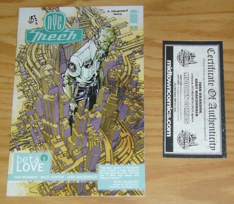 NYC Mech: Beta Love #1 VF/NM signed by ivan brandon & andy macdonald - with COA