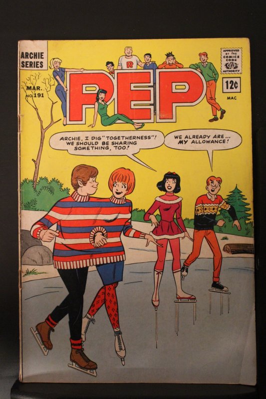 Pep #191 (1966) Mid-High-Grade FN/VF Archie, Veronica Ice Skating Wythville CERT