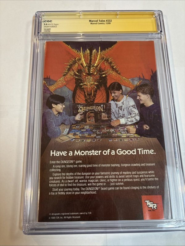 Marvel Tales Spider Man (1989) # 232 ( CGC 9.8 WP SS) Signed Full Todd McFarlane