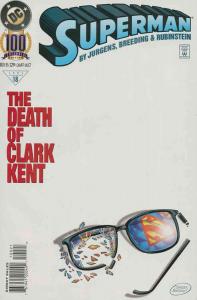 Superman (2nd Series) #100 VF ; DC | Death of Clark Kent White Cover