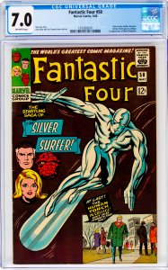 Fantastic Four #50 CGC Graded 7.0 Silver Surfer battles Galactus. Johnny Stor...