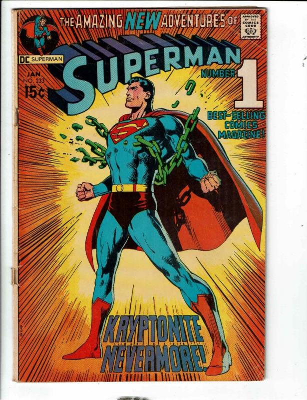 Superman #233 VG/FN DC Comic Book Supergirl Smallville Superboy Batman Flash TD1