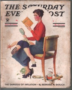 Saturday Evening Post  11/25/1933-Norman Rockwell cover-complete magazine-VG