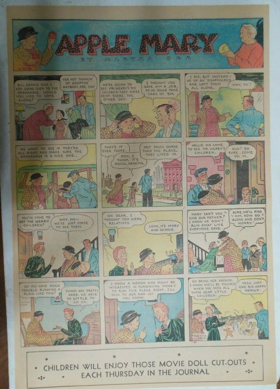 Apple Mary Sunday Page by Martha Orr from 6/30/1935 Size Full Page 15 x 22 inch