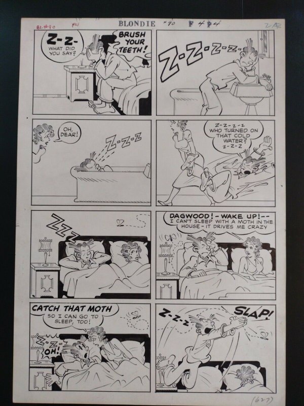 Blondie #90 Page 4 Original Comic Art 1956 Paul Fung Jr