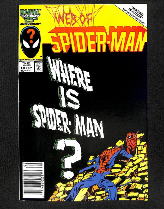 Web of Spider-Man #18 VF- 7.5 Newsstand Variant 1st Eddie Brock!