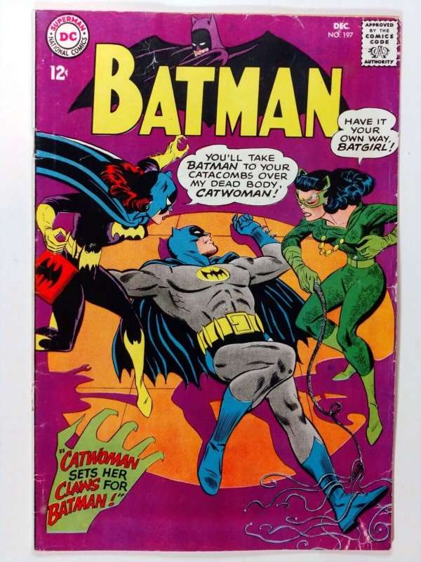 Batman 197 1967 Batgirl And Cat Woman Cover Comic Books Silver