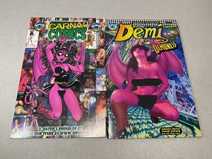 Carnal Comics Demi Demoness #7 & Sex Squad #1 Complete With Collectors Cards