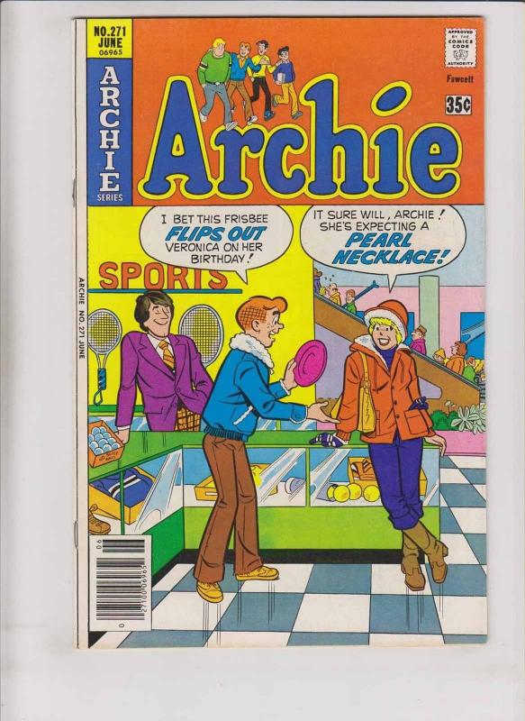 Archie #271 VF- june 1978 - infamous pearl necklace cover - high grade comic