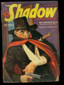 SHADOW PULP OCT 15 1937 KEEPERS GOLD BRUTAL CVR GIBSON VG/FN