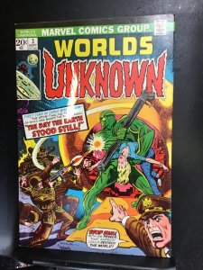 Worlds Unknown #3 (1973) Day the earth stood still movie! NM- Wow!