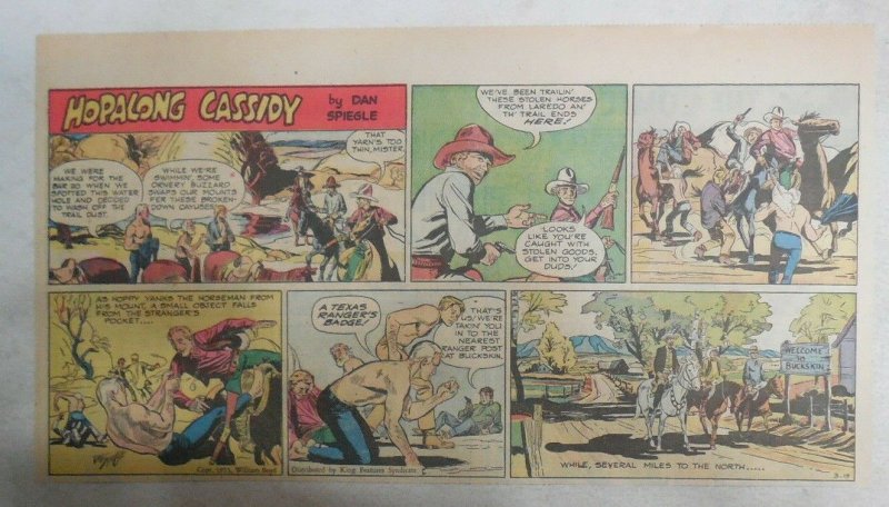 Hopalong Cassidy Sunday Page by Dan Spiegle from 3/13/1955 Size: 7.5 x 15 inches