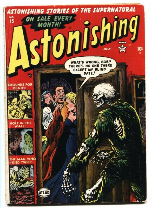 Astonishing #15 PCH 1952- Skeleton cover- Atlas Horror VG 