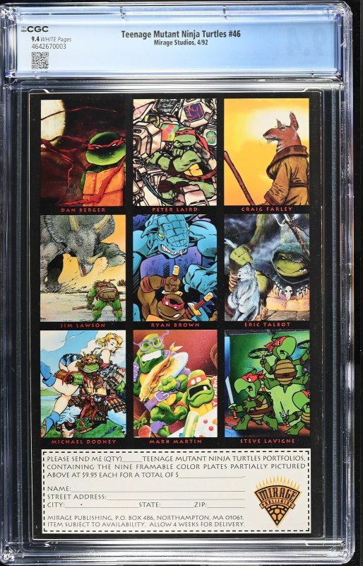 Teenage Mutant Ninja Turtles #46 (4/92) Graded CGC 9.4