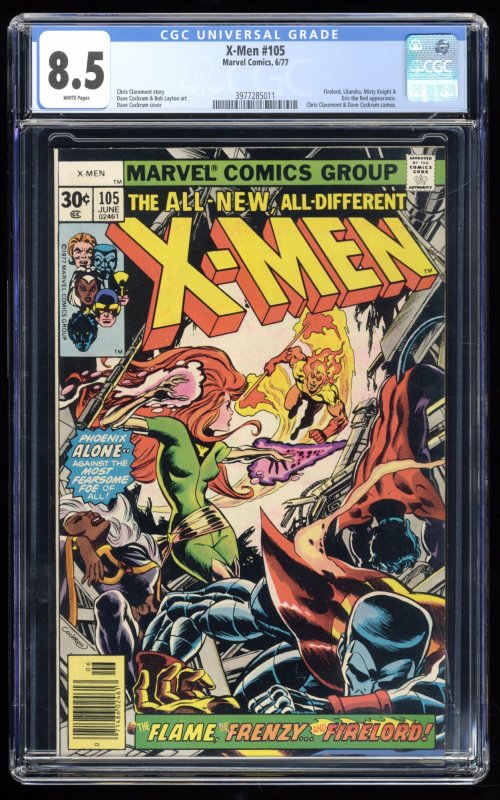 X-Men #105 CGC VF+ 8.5 White Pages Firelord! Chris Claremont Story!