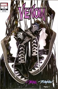 Venom #1 Mike Mayhew Sneakerhead Trade/Virgin Dual Signed Set W/COA’s NM.