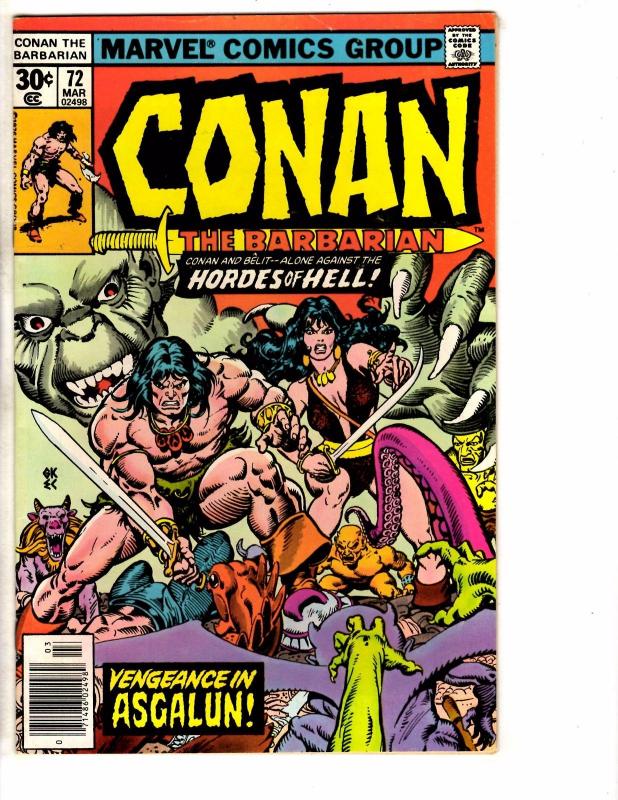 6 Conan The Barbarian Marvel Comic Books # 70 71 72 73 74 75 VF Or Better WI1