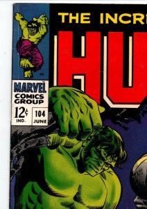 The Incredible Hulk #104 - vs Rhino - 1968 - FN/VF 