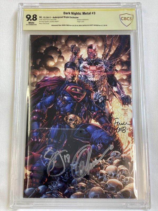 Dark Nights: Metal #3 - CBCS 9.8 - DC 2017 - David Finch/Capullo/Snyder autos!