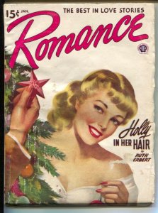 Romance 1/1949-pin-up girl cover-female pulp fiction authors-Christmas issue-VG 