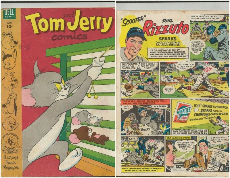 Tom and Jerry #107 ORIGINAL Vintage 1953 Dell Gold Key Comics w/ Phil Rizzuto Ad 