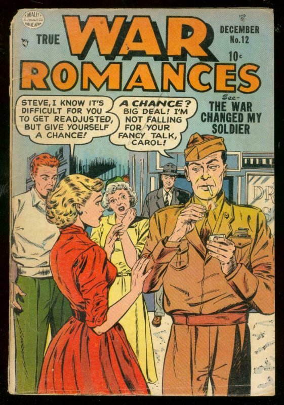 TRUE WAR ROMANCES #12 1953-QUALITY COMICS-CIGARETTE COV G/VG