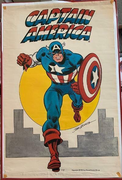 CAPTAIN AMERICA Vintage 1974 Poster 22x30 SIGNED BY JOHN ROMITA SR! MARVELMANIA!