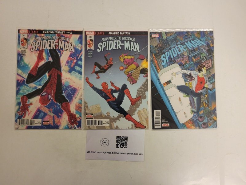 3 Peter Parker Spectacular Spider-Man Marvel Comic Books #300 301 302 28 TJ43