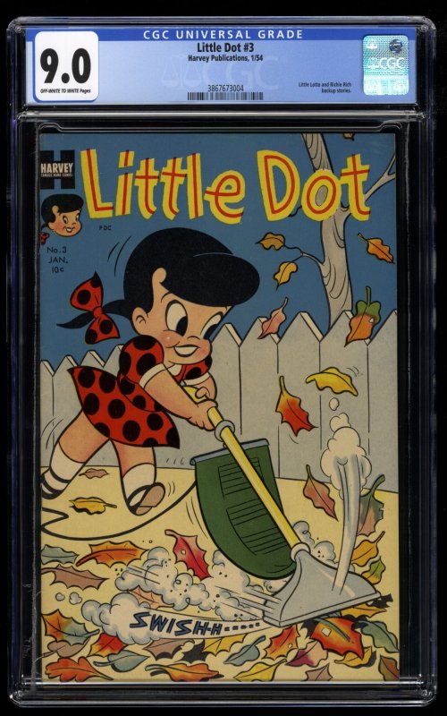 Little Dot #3 CGC VF/NM 9.0 Off White to White Little Lotta Richie Rich!