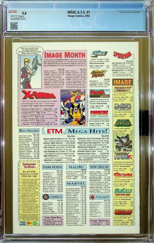 WildC.A.T.s: Covert Action Teams #1 Direct Edition(1992)-CGC 9.8-Cert#4240097023