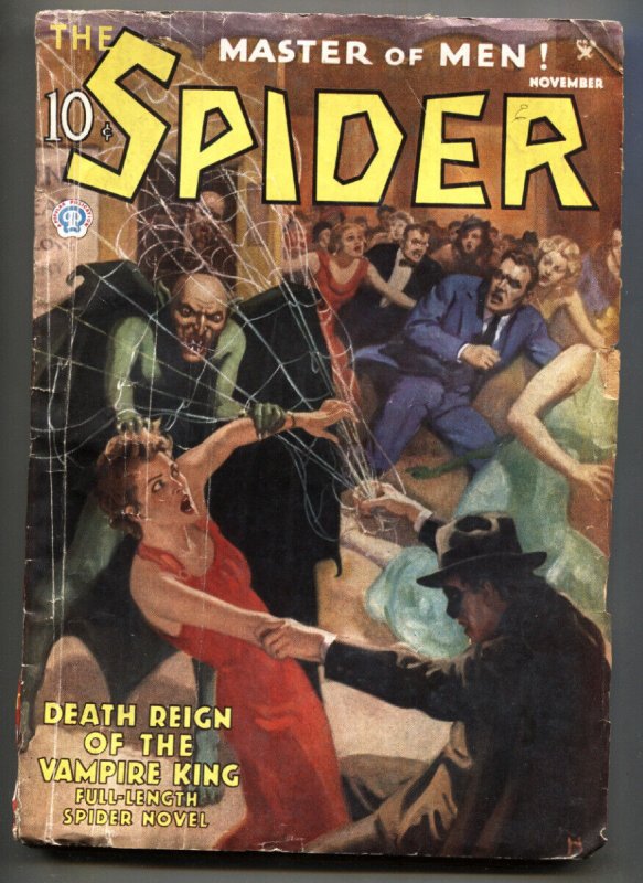 The Spider November 1935-Spicy vampire menace cover-pulp magazine-Rare