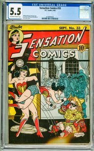 Sensation Comics #33 (1944) CGC 5.5! OWW Pages!