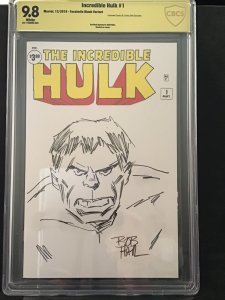 Incredible Hulk #1 Facsimile Sketch Cvr 9.8 CBCS signed and sketched by Bob Hall