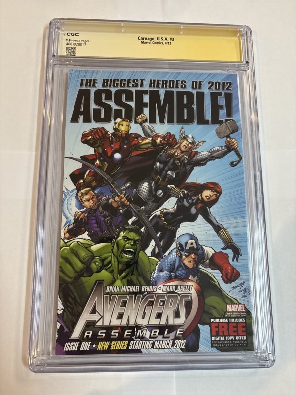 Carnage USA (2012) # 3 (CGC 9.8 SS) Signed Clayton Crain (Marvel)