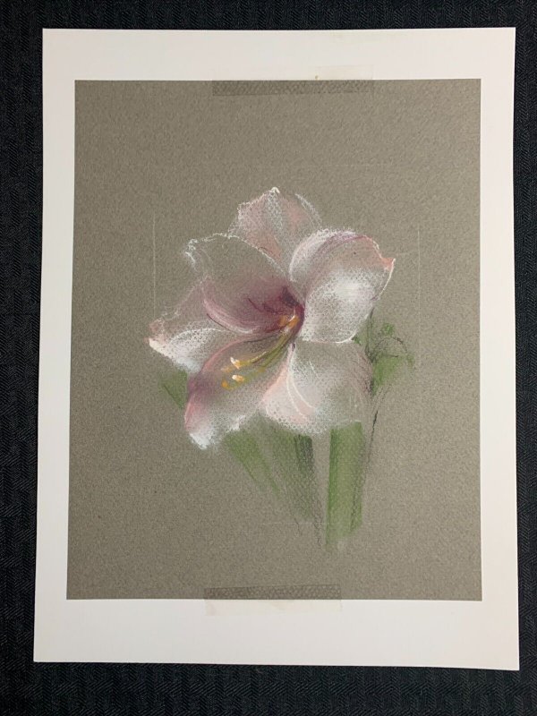 HAPPY EASTER Beautiful Pastel White Flower 9x11.5 Greeting Card Art #nn