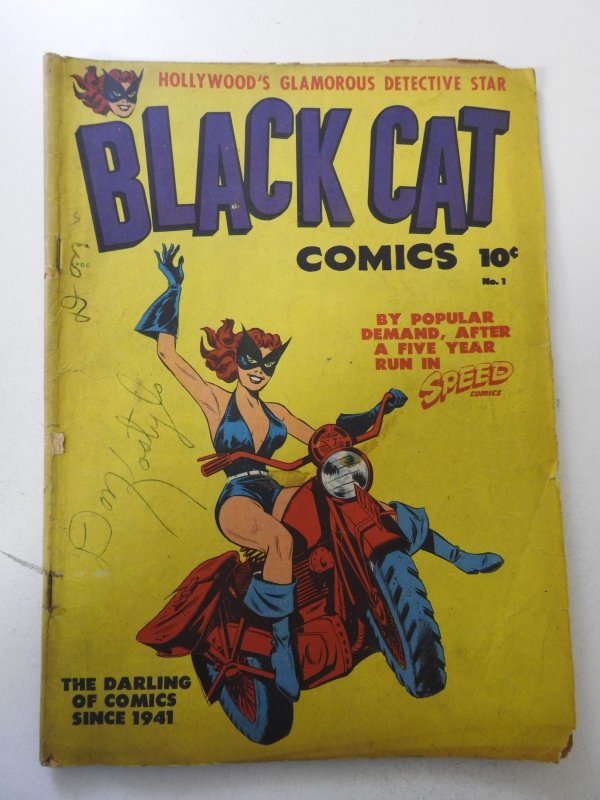 Black Cat Comics #1 (1946) VG- Condition moisture stain, 1 in tear bc
