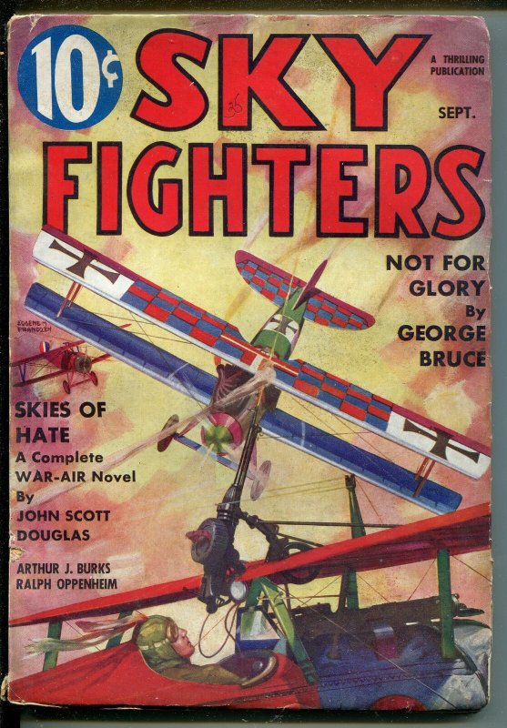 SKY FIGHTERS 9/1935-AIR WAR PULP-WWI-BI-PLANE-THRILLS-MACHINE GUN-fn/vf