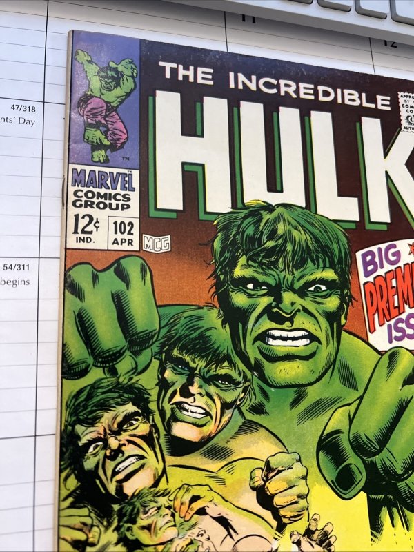 INCREDIBLE HULK #102 • 1ST SOLO TITLE SINCE 1962 • NICE FINE+ OR BETTER