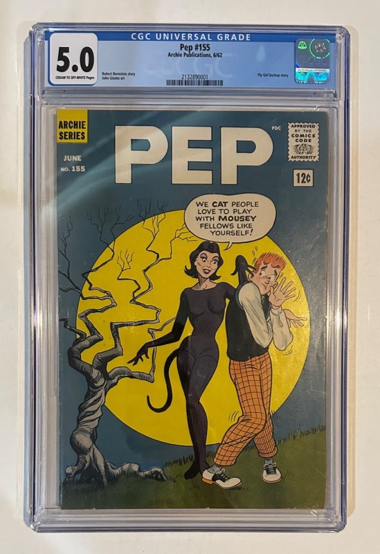 (1962) Archie Comic’s PEP #155 CGC 5.0 Classic CATWOMAN Cover!