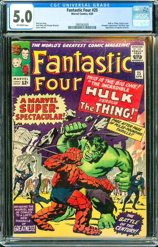 Fantastic Four #25 (1964) CGC Graded 5.0 - Hulk vs. Thing