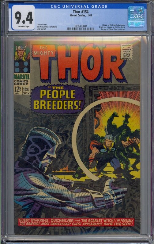 THOR #134 CGC 9.4 GALACTUS 1ST HIGH EVOLUTIONARY MAN-BEAST FAFNIR 