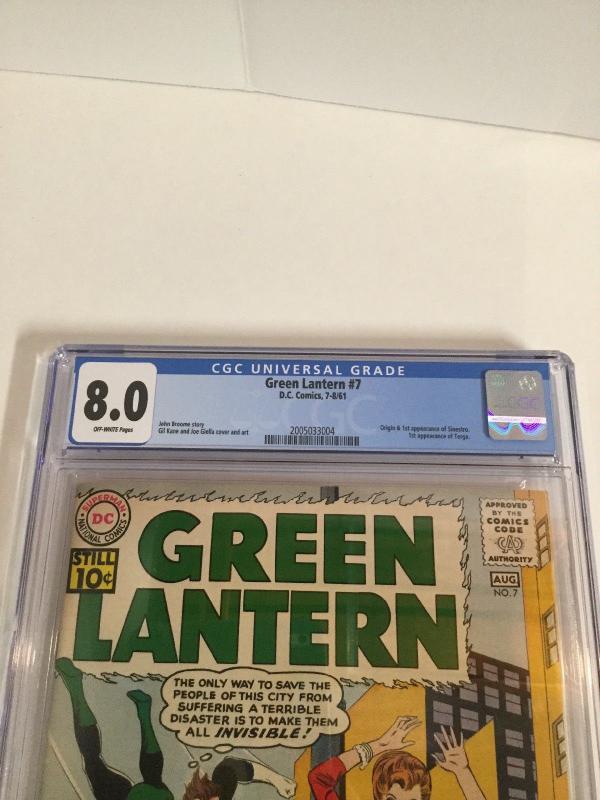 Green Lantern 7 CGC 8.0 Off-White Pages 1st First Appearance Of Sinestro