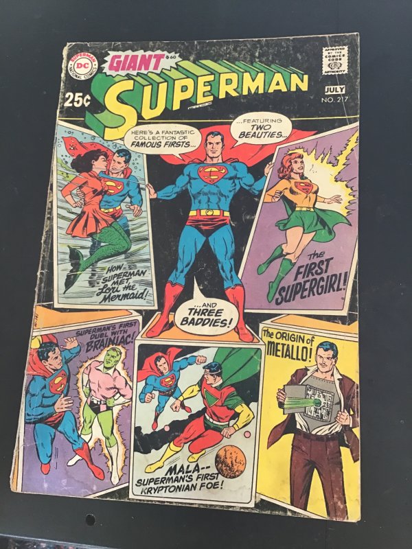 Superman #217 (1969) Giant size all-villain key! 1st Brainiac! VG+ Wow!